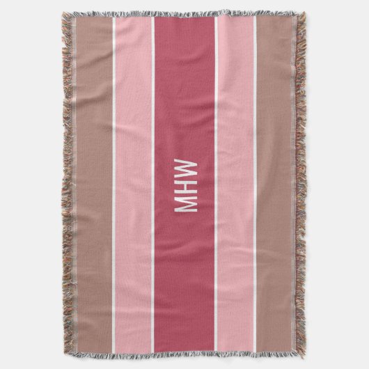 Aangepaste monogram tapedeken voor Stripes Pattern Deken (Voorkant Verticaal)