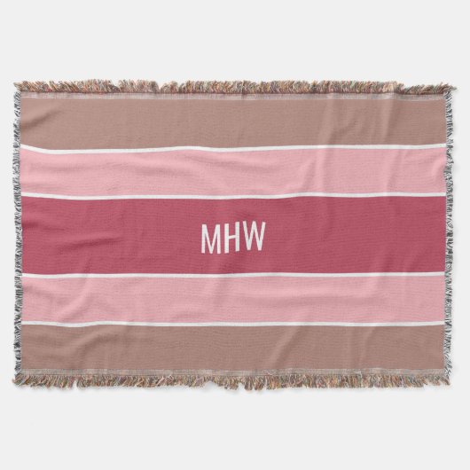 Aangepaste monogram tapedeken voor Stripes Pattern Deken (Voorkant)