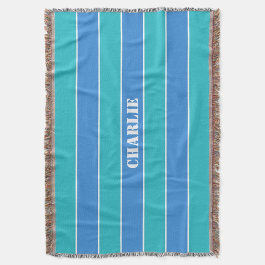 Aangepaste monogram tapedeken voor Stripes Pattern Deken (Voorkant Verticaal)