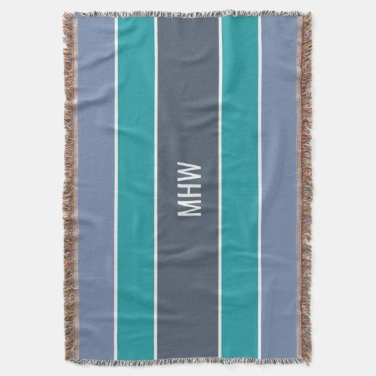 Aangepaste monogram tapedeken voor Stripes Pattern Deken (Voorkant Verticaal)