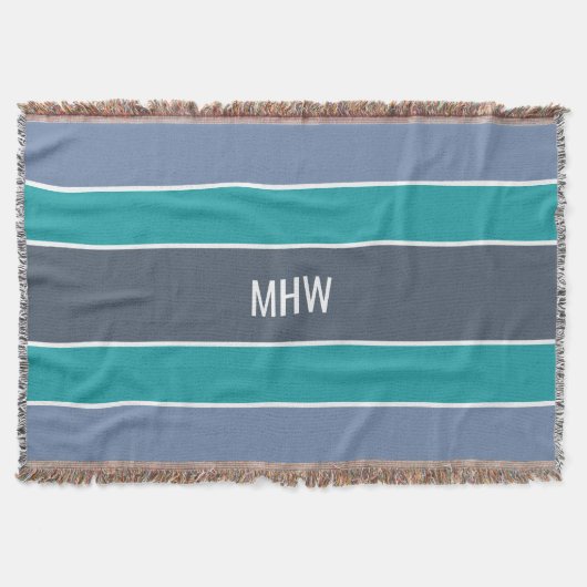 Aangepaste monogram tapedeken voor Stripes Pattern Deken (Voorkant)