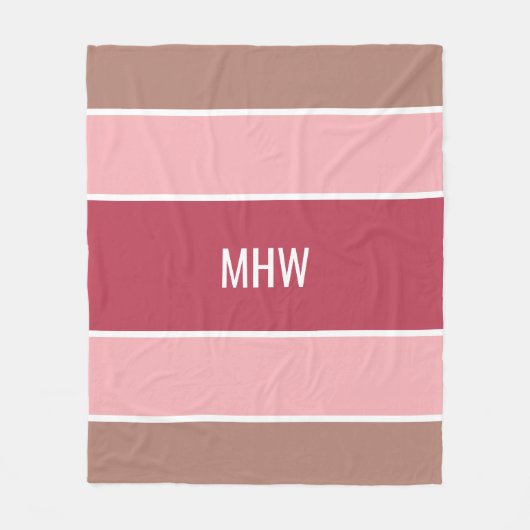 Aangepaste monogram tapedekens voor stripes Patroo Fleece Deken (Voorkant)