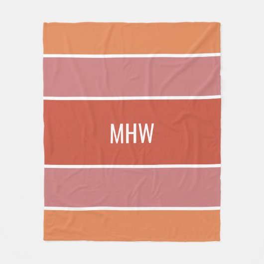 Aangepaste monogram tapedekens voor stripes Patroo Fleece Deken (Voorkant)
