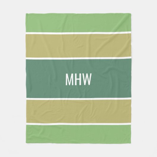 Aangepaste monogram tapedekens voor stripes Patroo Fleece Deken (Voorkant)