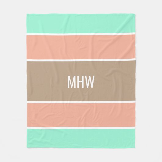 Aangepaste monogram tapedekens voor stripes Patroo Fleece Deken (Voorkant)