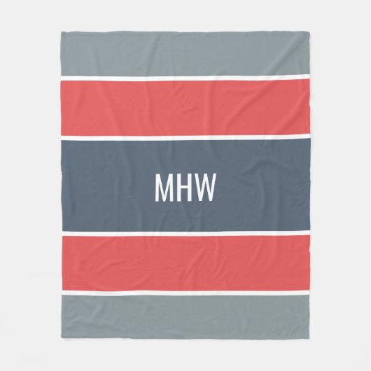 Aangepaste monogram tapedekens voor stripes Patroo Fleece Deken (Voorkant)