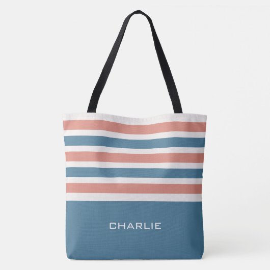 Aangepaste monogram tapepatroon tapes tote bag (Achterkant)