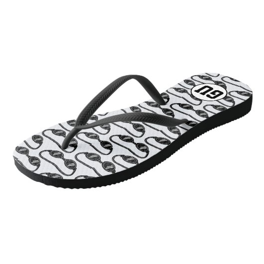 Aangepaste monogram teenslippers met zwembril afdr (Schuin)