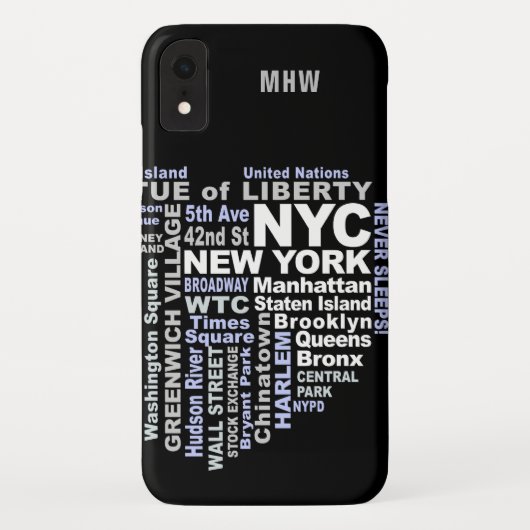 Aangepaste monogram-telefoongevallen in New York Case-Mate iPhone Case (Achterkant)
