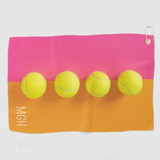 Aangepaste Monogram Tennisballen Golfhanddoek (Horizontaal)