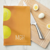 Aangepaste Monogram Tennisballen Theedoek (Quarter Fold)