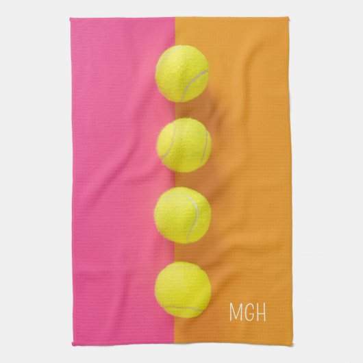 Aangepaste Monogram Tennisballen Theedoek (Verticaal)