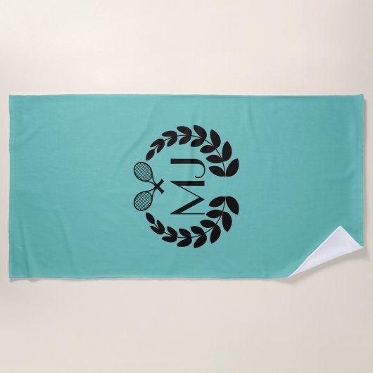 Aangepaste monogram-tennishandleiding strandlaken (Voorkant)