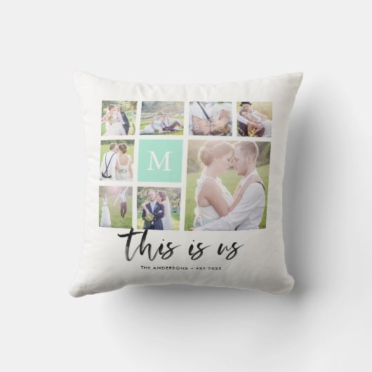 Aangepaste monogram This is Us Fotocollage Kussen (Achterkant)