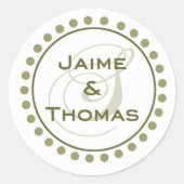 Aangepaste monogram ticker ronde sticker (Voorkant)