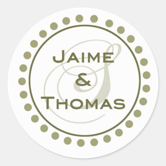 Aangepaste monogram ticker ronde sticker (Voorkant)