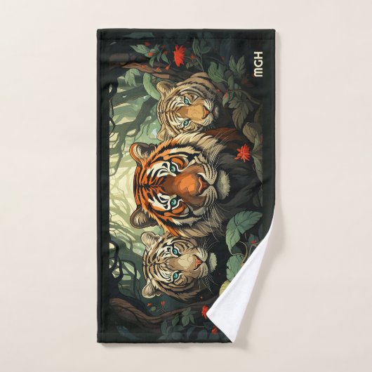 Aangepaste Monogram Tigers illustratie Bad Handdoek (Handdoek)