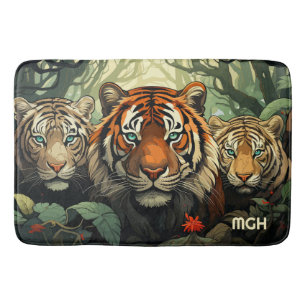 Aangepaste Monogram Tigers illustratie Badmat
