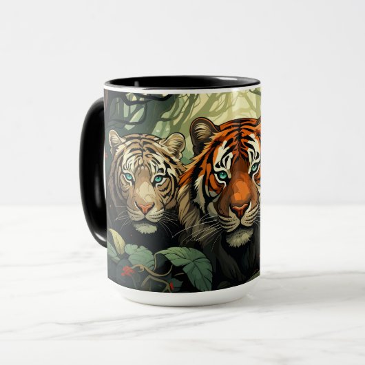 Aangepaste Monogram Tigers illustratie Mok (Voorkant links)