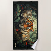 Aangepaste Monogram Tigers illustratie Strandlaken (Voorkant)