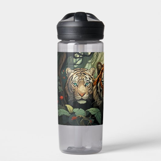Aangepaste Monogram Tigers illustratie Waterfles (Voorkant)