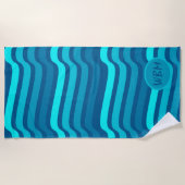 Aangepaste monogram tinten van Blue Beach Handdoek (Voorkant)