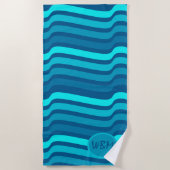 Aangepaste monogram tinten van Blue Beach Handdoek (Voorkant)