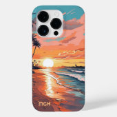 Aangepaste Monogram Tropical Beach Sunset Case-Mate iPhone Case (Achterkant)