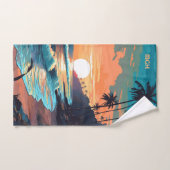 Aangepaste Monogram Tropical Beach Sunset Handdoek (Handdoek)