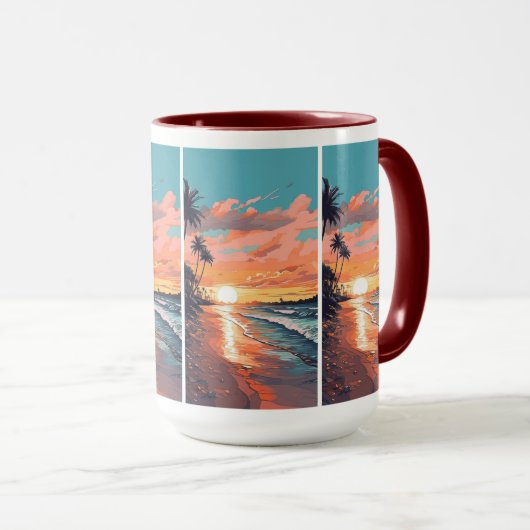 Aangepaste Monogram Tropical Beach Sunset Mok (Voorkant rechts)