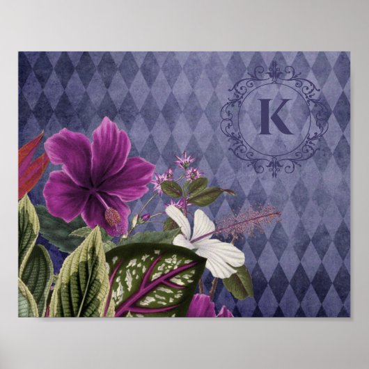 Aangepaste monogram tropische bloemen poster (Voorkant)