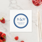 Aangepaste Monogram Trouwservet Blauw Servet (Insitu)