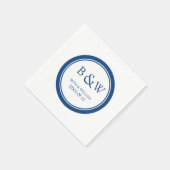 Aangepaste Monogram Trouwservet Blauw Servet (Hoek)