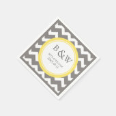 Aangepaste Monogram Trouwservet Geel Grijs Chevron Servetten (Hoek)