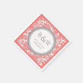 Aangepaste Monogram Trouwservet Koraal Grijs Damas Servetten (Hoek)