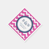 Aangepaste Monogram Trouwservet Roze Blauw Chevron Servetten (Hoek)