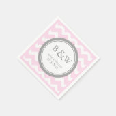 Aangepaste Monogram Trouwservet Roze Grijs Chevron Servetten (Hoek)