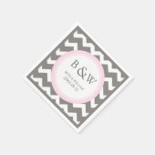 Aangepaste Monogram Trouwservet Roze Grijs Chevron Servetten (Hoek)