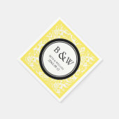 Aangepaste Monogram Trouwservet Zwart Geel Damast Servetten (Hoek)