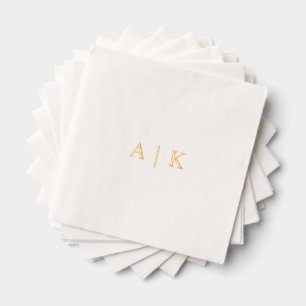 Aangepaste Monogram Trouwservetten - Gouden Folie Folie Servetten
