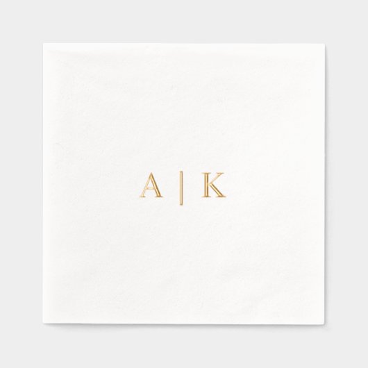 Aangepaste Monogram Trouwservetten - Gouden Folie Folie Servetten (Voorkant)