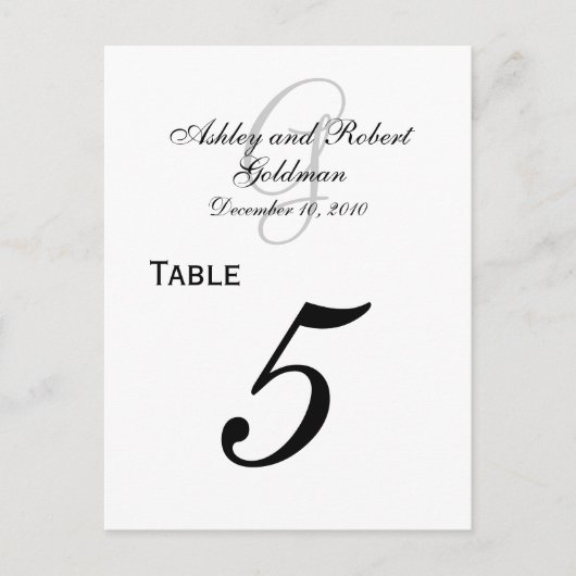 Aangepaste Monogram Trouwtafel Aantal Kaarten (Voorkant)