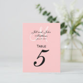 Aangepaste Monogram Trouwtafel Nummer Roze Briefkaart (Staand voorkant)