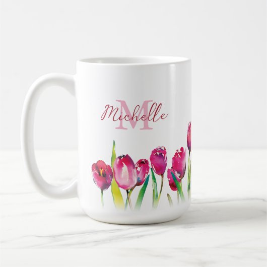 Aangepaste monogram Tulip Koffiemok (Links)