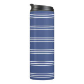 Aangepaste monogram-tumblaar voor marineblauw Stri Thermosbeker (Geroteerd rechts)