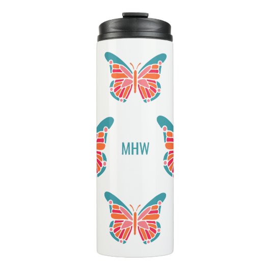 Aangepaste monogram-tumbler met gestileerde Butter Thermosbeker (Voorkant)