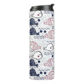 aangepaste monogram-tumbler van Cute Fish Pattern Thermosbeker (Gedraaid links)