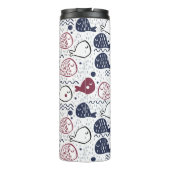 aangepaste monogram-tumbler van Cute Fish Pattern Thermosbeker (Achterkant)
