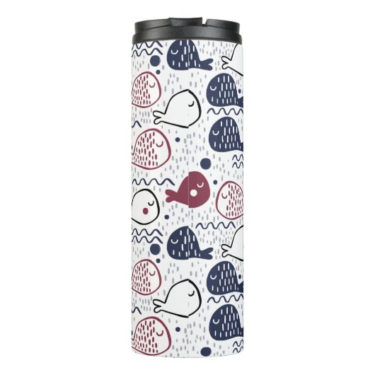 aangepaste monogram-tumbler van Cute Fish Pattern Thermosbeker (Achterkant)