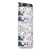 aangepaste monogram-tumbler van Cute Fish Pattern Thermosbeker (Geroteerd rechts)